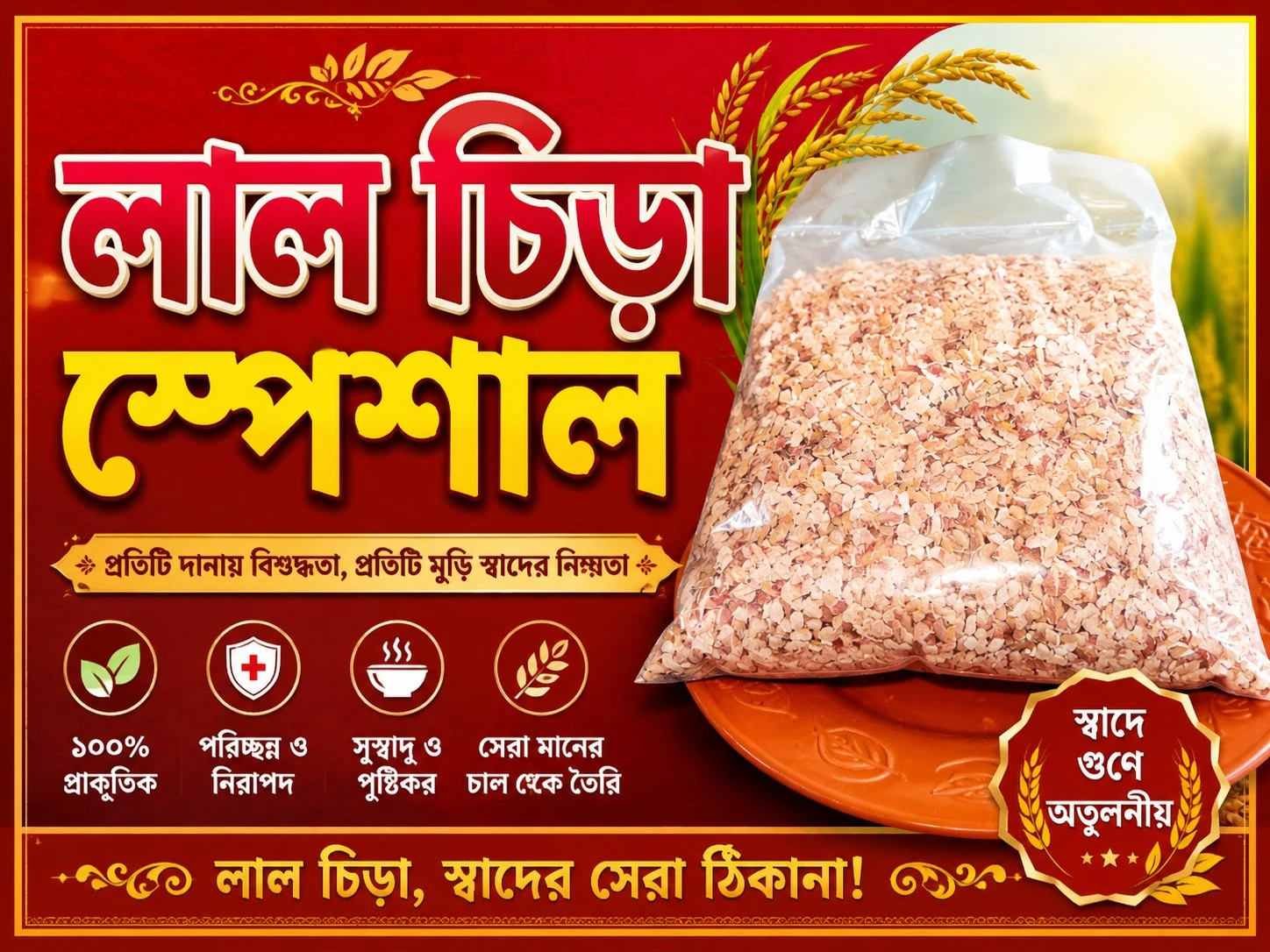 প্রিমিয়াম লাল চিঁড়া স্পেশাল | স্বাস্থ্যকর দেশীয় চিঁড়া